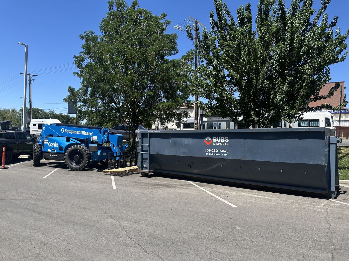 Bubs dumpster on the Fairmont Aquatic Center job in Salt Lake City